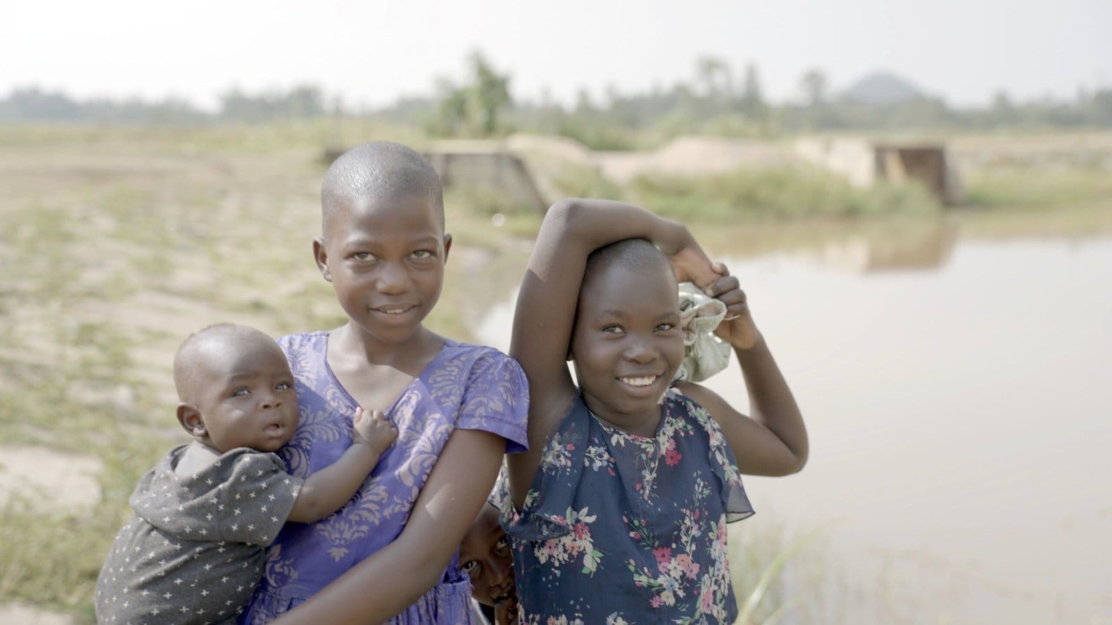Children beside Lake Victoria in Homa Bay County, Kenya